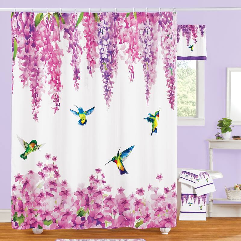 Colorful Hummingbird Purple Wisteria Shower Curtain - Purple - 9.650 x 5.500 x 1.250