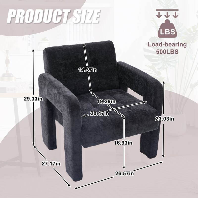 Modern Minimalist Single Armchair, Upholstered Accent Chair for Living Room, Bedroom, Office, Nordic Style Single Sofa Chair