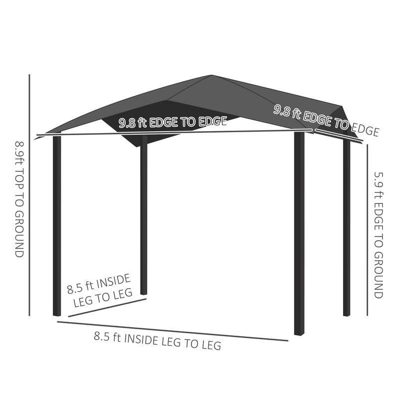 10' x 10' Soft Top Patio Gazebo Outdoor Canopy with Unique Geometric Design Roof, All-weather Steel Frame, Gray