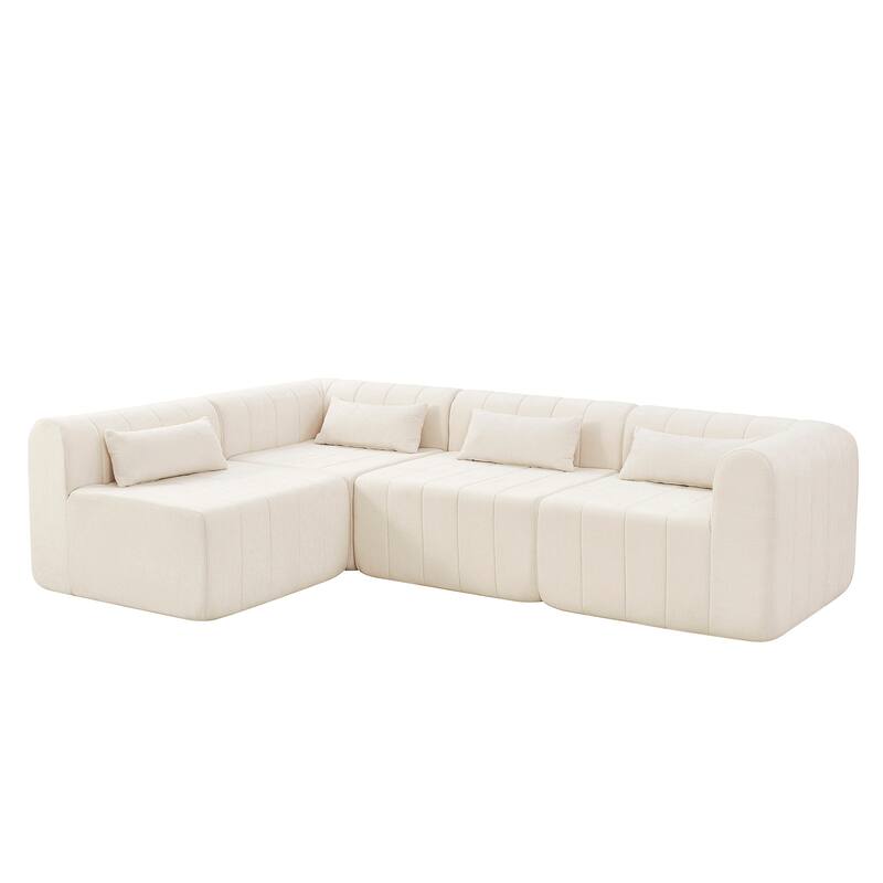 145.5" Modular Sofa Couch, Modern Sectional Sofa for Living Room, Polyester Upholstered Cloud Couch with Deep Seat