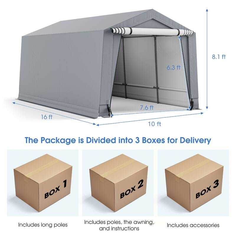 Costway 10' x 16'\10.2' X 20.4' Heavy-Duty Carport Car Canopy Shelter