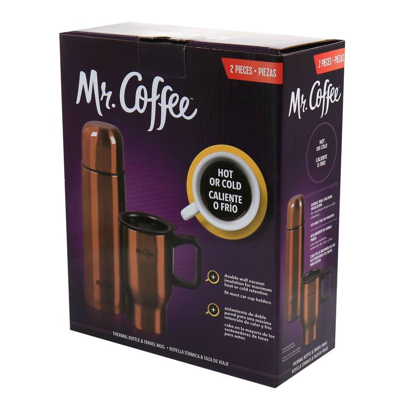 Mr. Coffee 2 Piece Thermal Bottle and Travel Mug in Copper