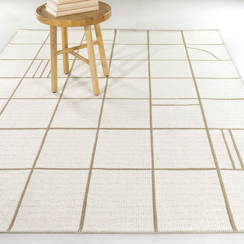 Hartley Modern Geometric Jute Indoor/Outdoor Area Rug - 7'10" x 10' - Cream