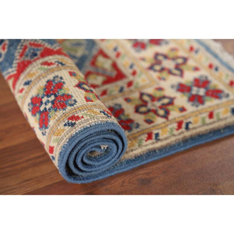 Blue Kazak Oriental Foyer Rug Hand-Knotted Accent Wool Carpet - 2'0" x 3'0"