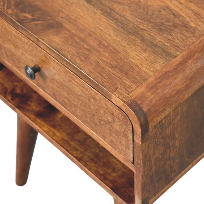 Artisan Furniture Solid Wood Avora Chestnut Nightstand with Drawer and open slot