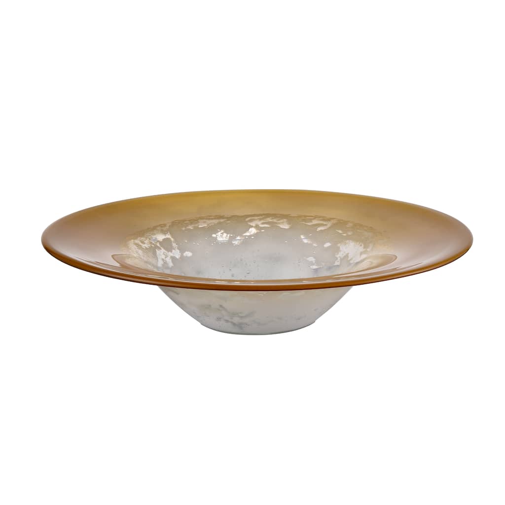 Atlas Nealon Ochre and Spotted Glass Bowl - 16 inch Wide