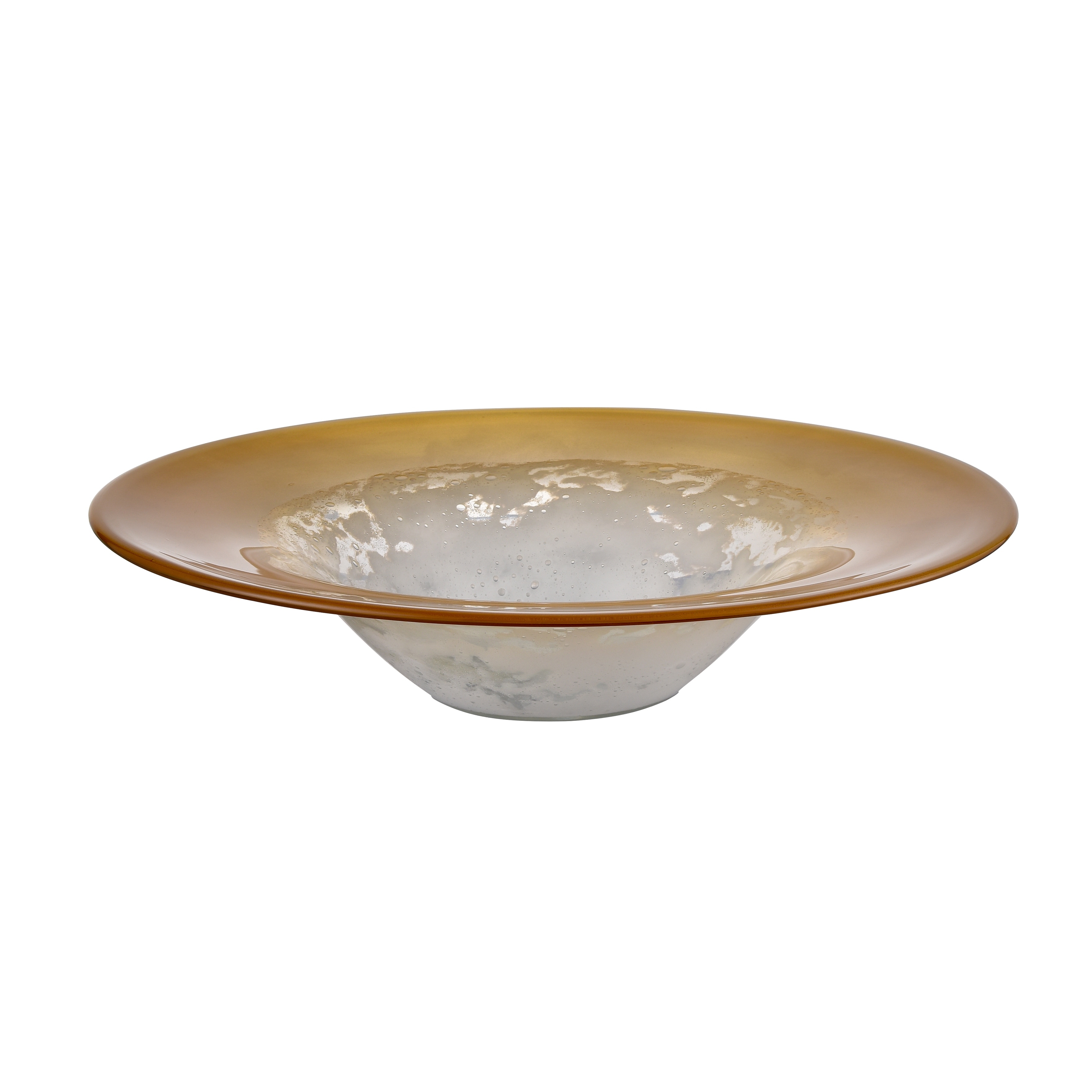 Atlas Nealon Ochre and Spotted Glass Bowl - 16 inch Wide