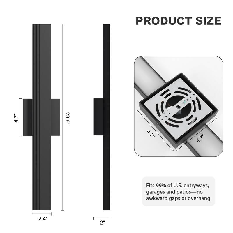 Aluminum LED Outdoor Wall Lights Matte Black with Linear Texture