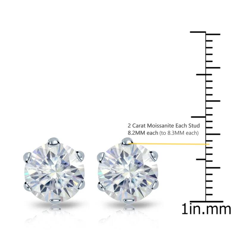 Auriya 4ctw Round Moissanite Stud Earrings 14k Gold - 8.2 mm