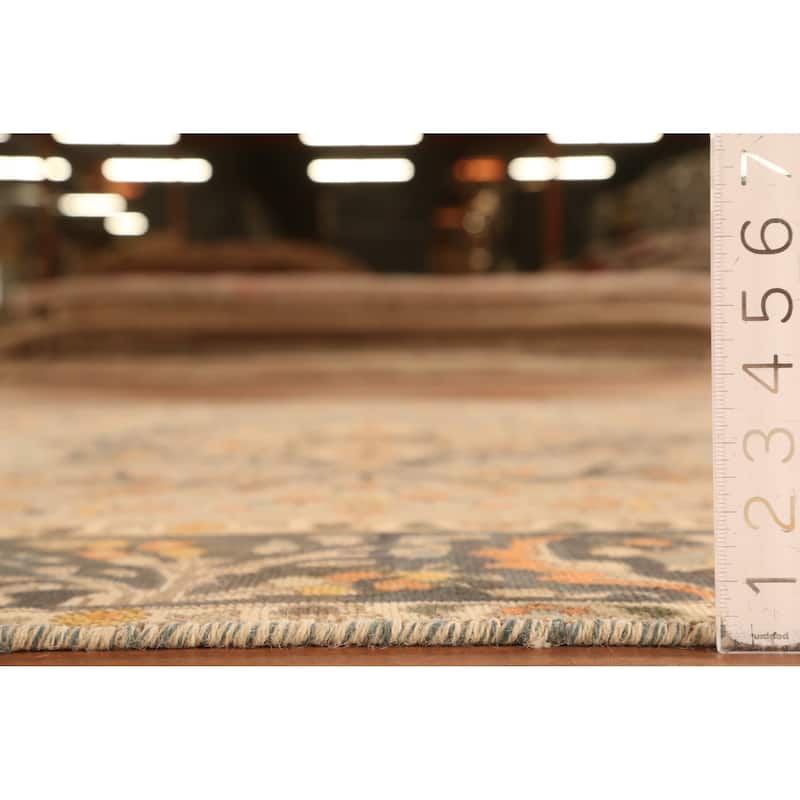 Hand Knotted Oriental 100% Wool Carpet Traditional Floral Greys & Charcoal Tabriz Area Rug - 10' 1'' X 6' 7''