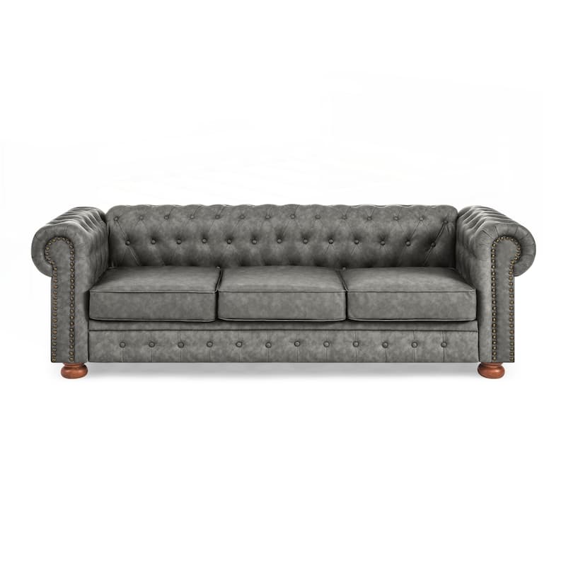 Chesterfield Sofa Tufted Upholstered PU 3-Seater Sofa