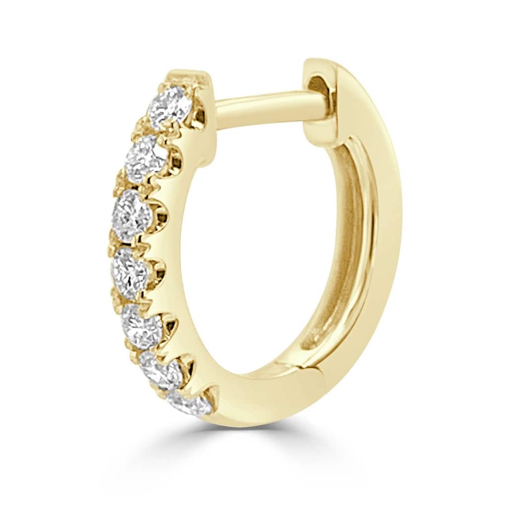 Joelle Collection Half-a-Pair Huggie Small Hoop Earring 0.11 cttw. 14K Gold - Perfect for Second Hole - 12mm