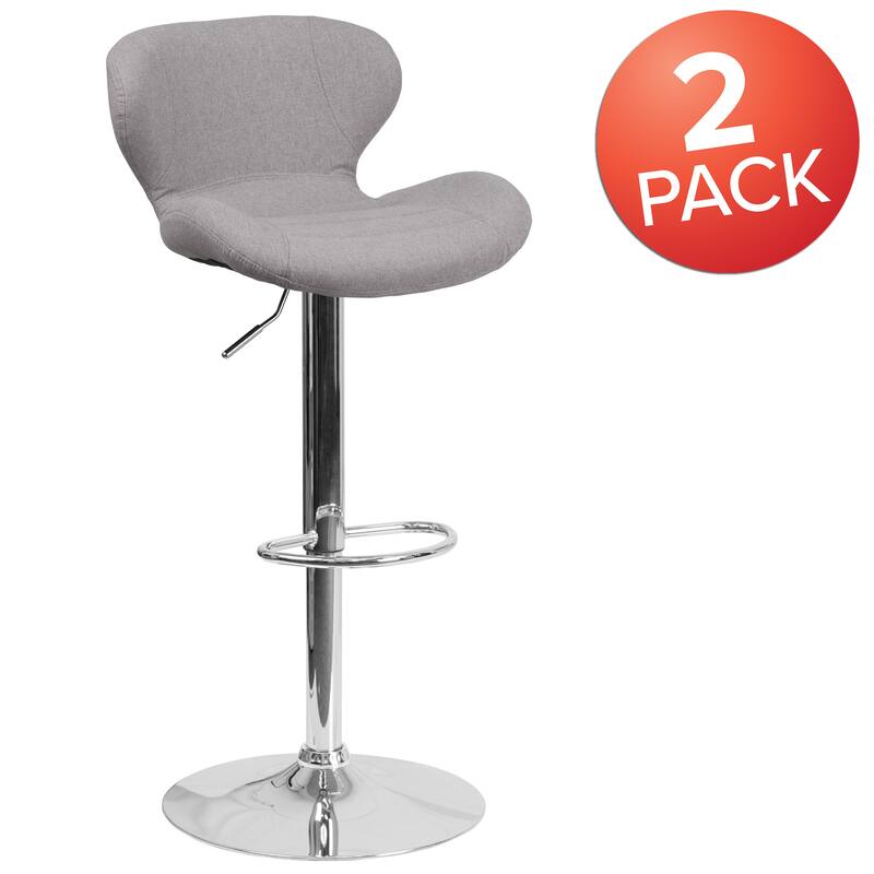Modern Low-back Height-adjustable Chrome/Vinyl Barstools (Set of 2)