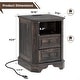 preview thumbnail 2 of 5, 18" Farmhouse Nightstand with Charging Station, End Table,Side Table