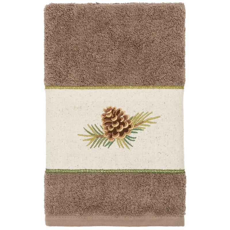 Authentic Hotel and Spa 100% Turkish Cotton Pierre Embellished Hand Towel - Latte