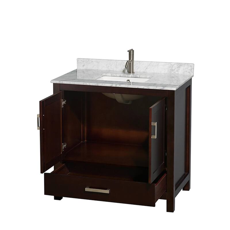 Wyndham Collection Sheffield 36" Freestanding Vanity Set with Hardwood