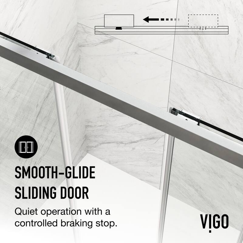 VIGO Paloma 56 to 60 in. W x 74 in. H Semi-Frameless Double-Sliding Shower Door with Clear Tempered Glass