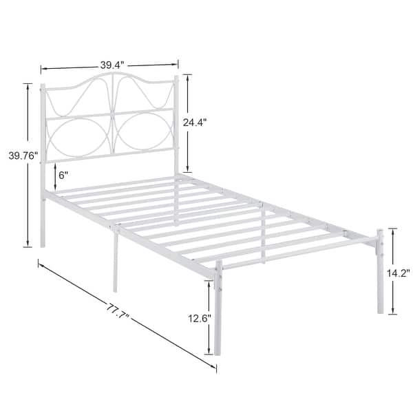 dimension image slide 1 of 3, VECELO Kids Bed Frame, Twin Size Bed Set of 2
