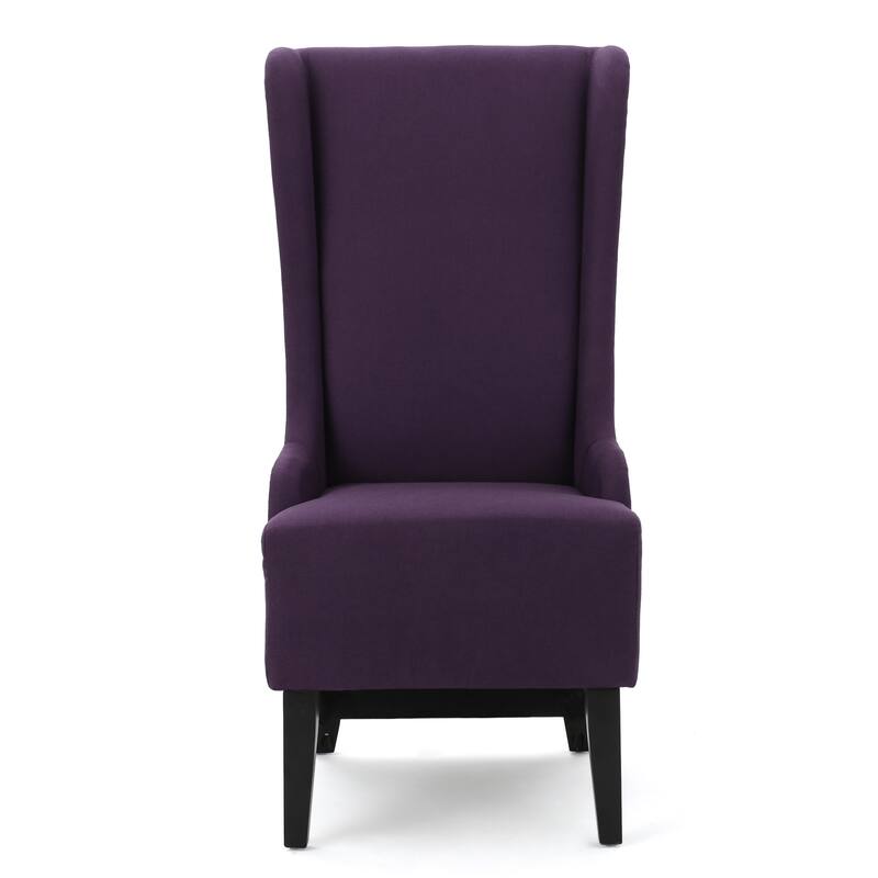 High Back Kitchen Side Chair, Winged Dining Chair with Tapered Birch Wood Legs, Glam Plum Dining Chair for Dining Room Kitchen