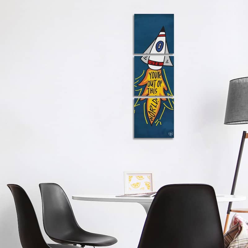 iCanvas "You're Out of This World" by Erin Barrett 3-Piece Canvas Wall Art Set - 48x16x0.75