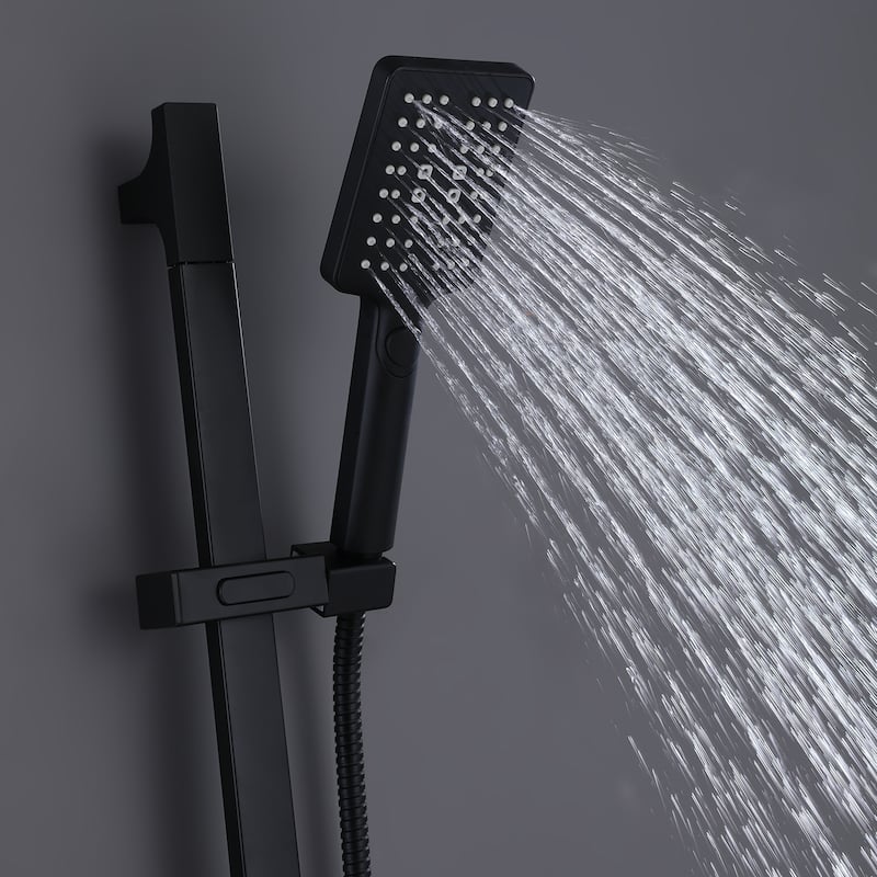 3-Way Square 23''-26''H Handheld Shower Black With Slide Bar