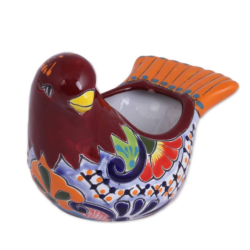 Novica Handmade Sweet Dove Ceramic Flower Pot
