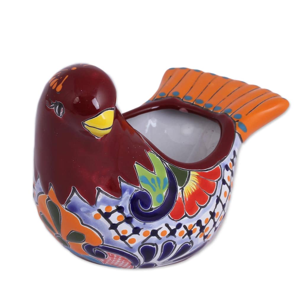 Novica Handmade Sweet Dove Ceramic Flower Pot