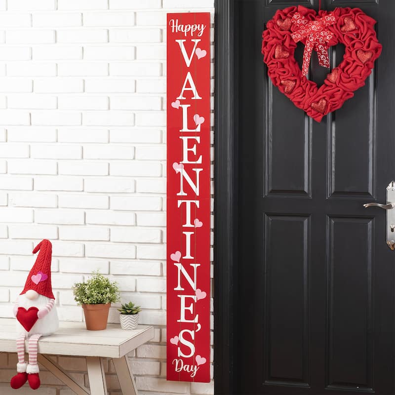 Glitzhome Wooden Happy Valentine's Day Porch Sign Decor