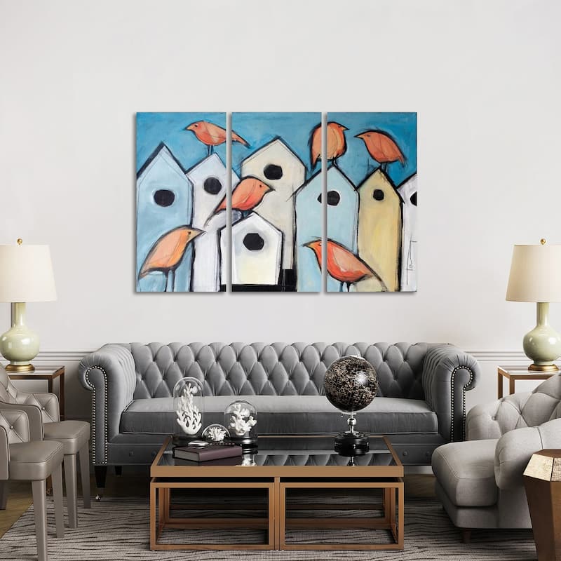 iCanvas "Bird Condos" by Tim Nyberg 3-Piece Canvas Wall Art Set - 40x60x1.5