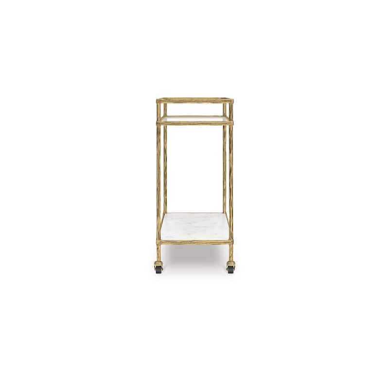 Signature Design by Ashley Plattfield Gold/Clear Bar Cart - 28" W x 14.5" D x 31.63" H