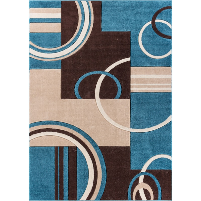 Well Woven Modern Geometric Arcs Shapes Area Rug - 3'11" x 5'3"