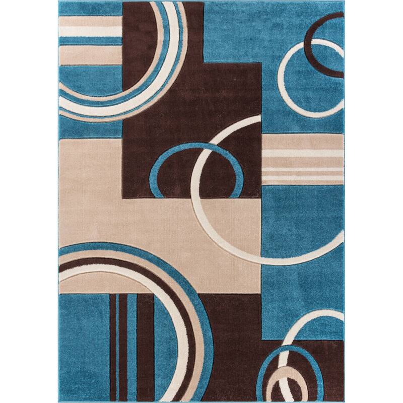 Well Woven Modern Geometric Arcs Shapes Area Rug 5'3 x 7'3