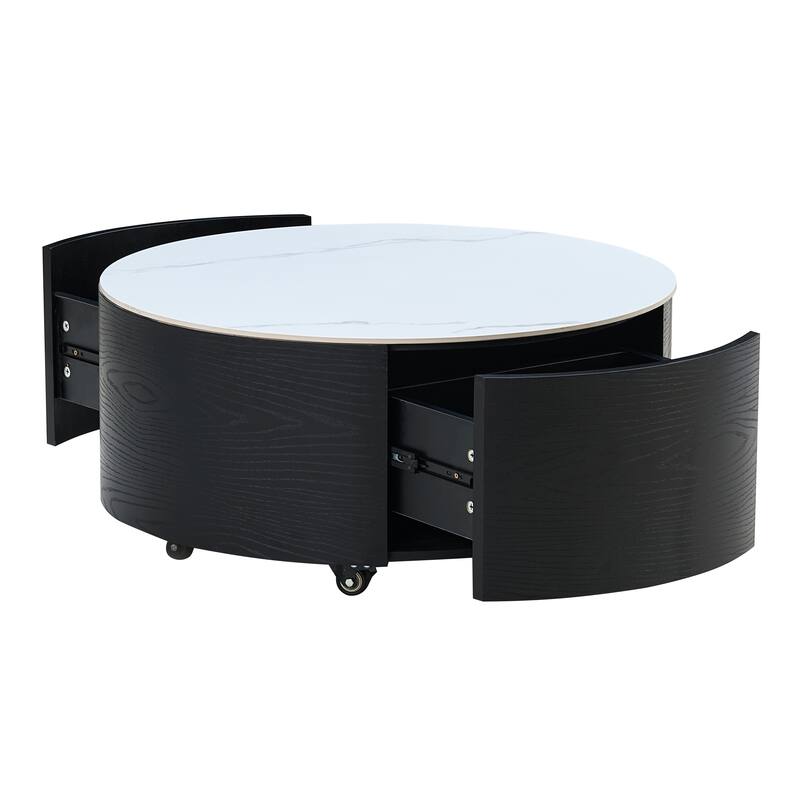 Modern Round Movable Coffee Table with Casters