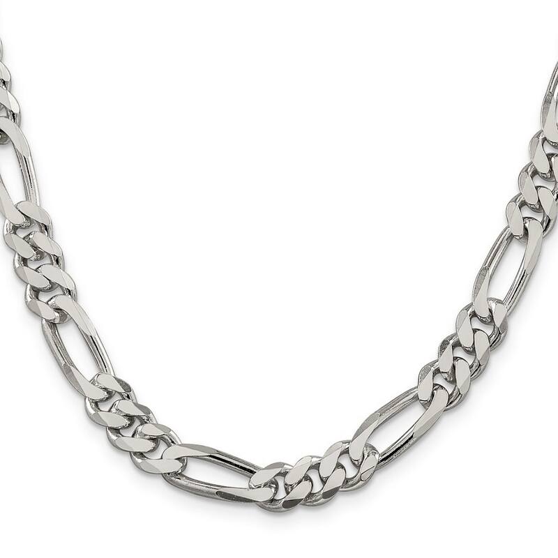 Curata 925 Sterling Silver Solid Polished 7.75mm Figaro Chain Anklet 9 Inch Lobster Claw