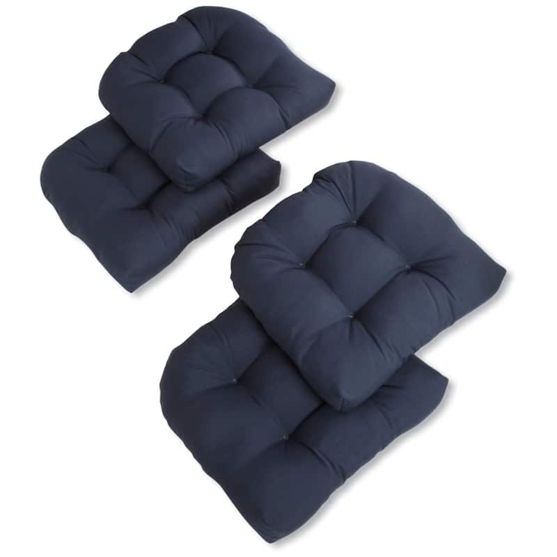 19-inch Twill U-shaped Chair Cushion (Set of 1, 2, or 4) - 19 x 19 - Set of 4 - Navy