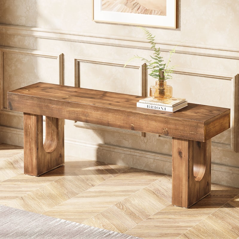 47" Long Solid Wood Shoe Bench - Brown