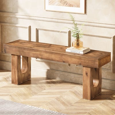47" Long Solid Wood Shoe Bench