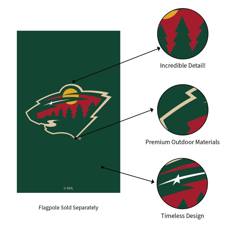 Applique Flag, House Size, Minnesota Wild