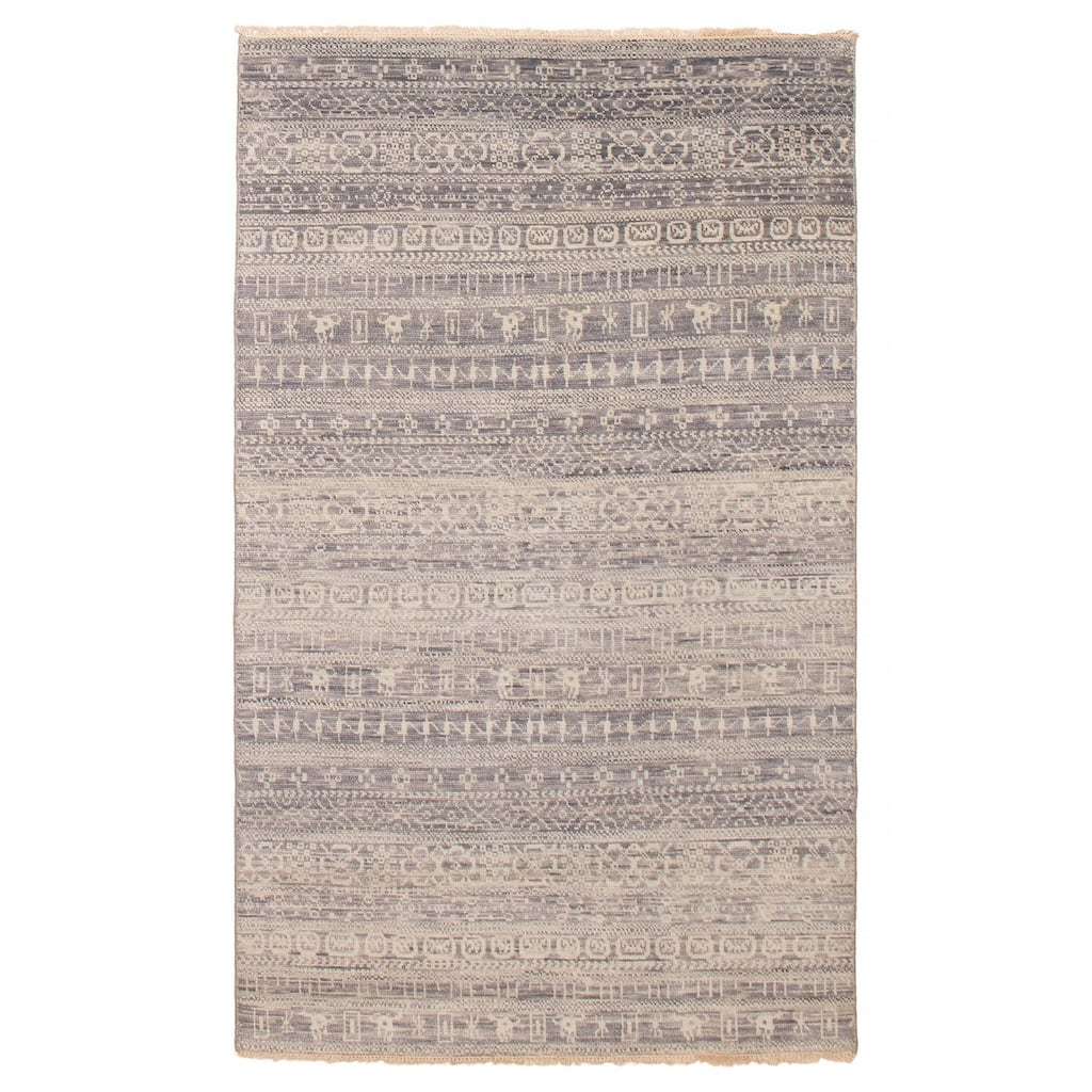 ECARPETGALLERY Hand-knotted Mystique Grey Wool Rug - 5' 2" x 8' 5"