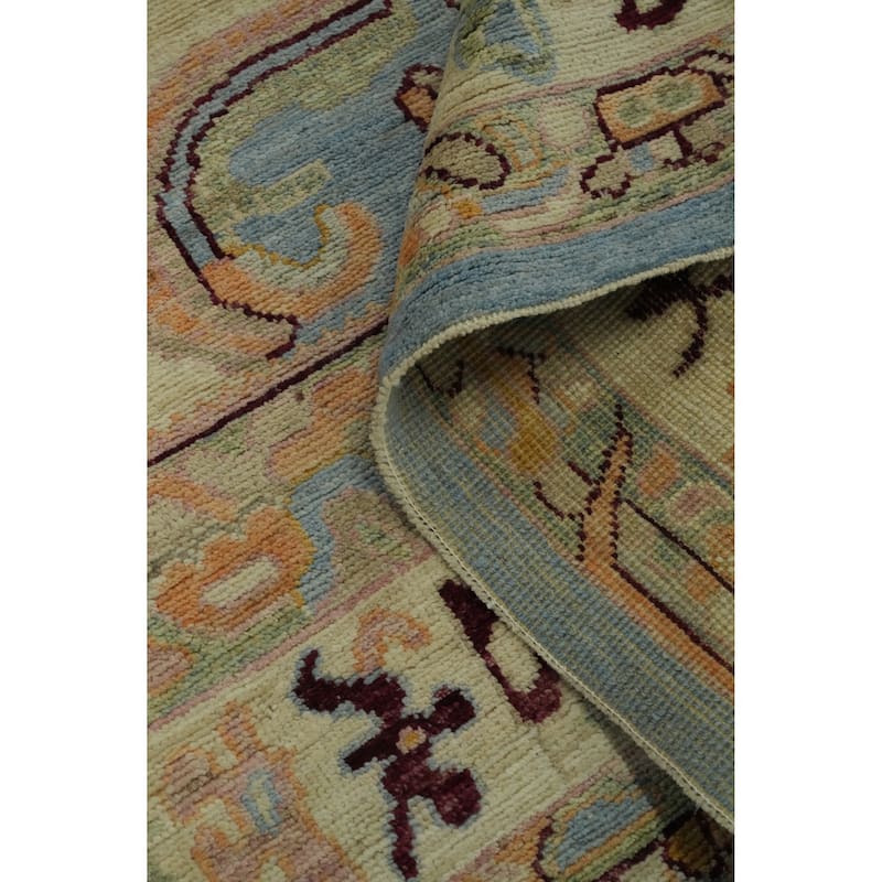 Vegetable Dye Wool Oushak Turkish Area Rug, Medallion Geometric Carpet - 9' 8'' X 8' 4''
