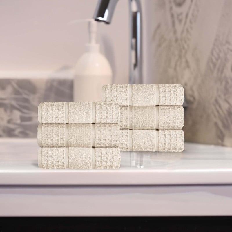 Superior Napa Zero Twist Cotton Soft Waffle Hand Towel - Ivory