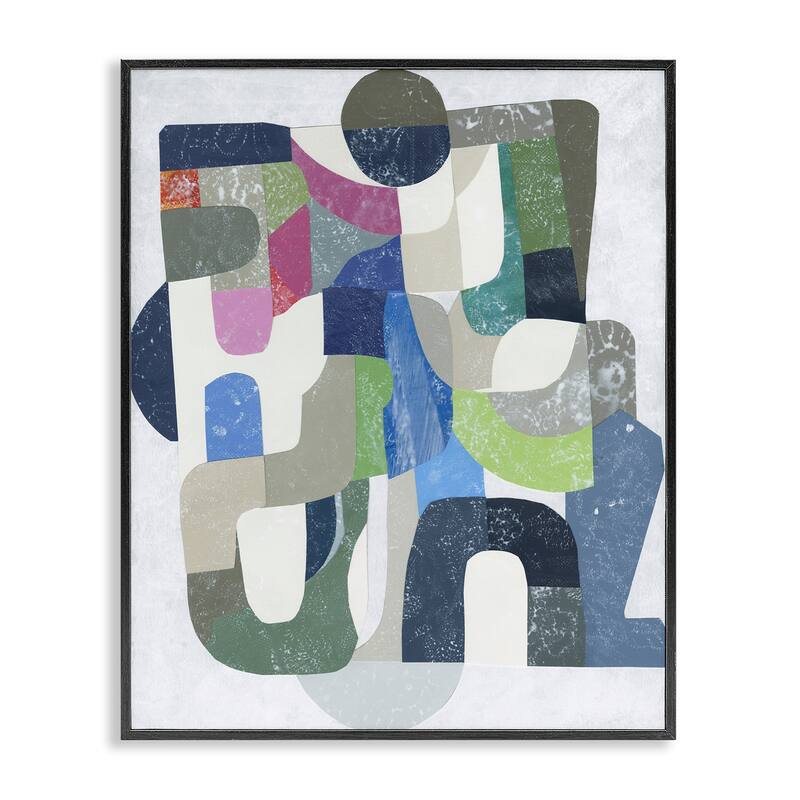 Stupell Retro Geometrics on Grey Framed Giclee Art Design By Coco Good - 11 x 14 - Black