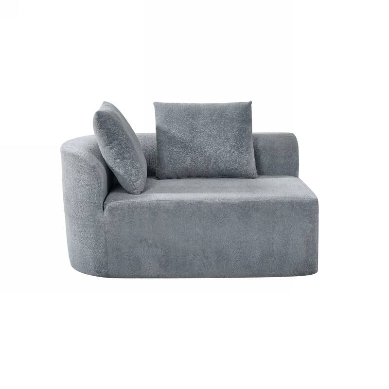 116" Pearl Upholstery Curved Sectional Sofa with Chaise Lounge, High-Density Compressed Sponge Design