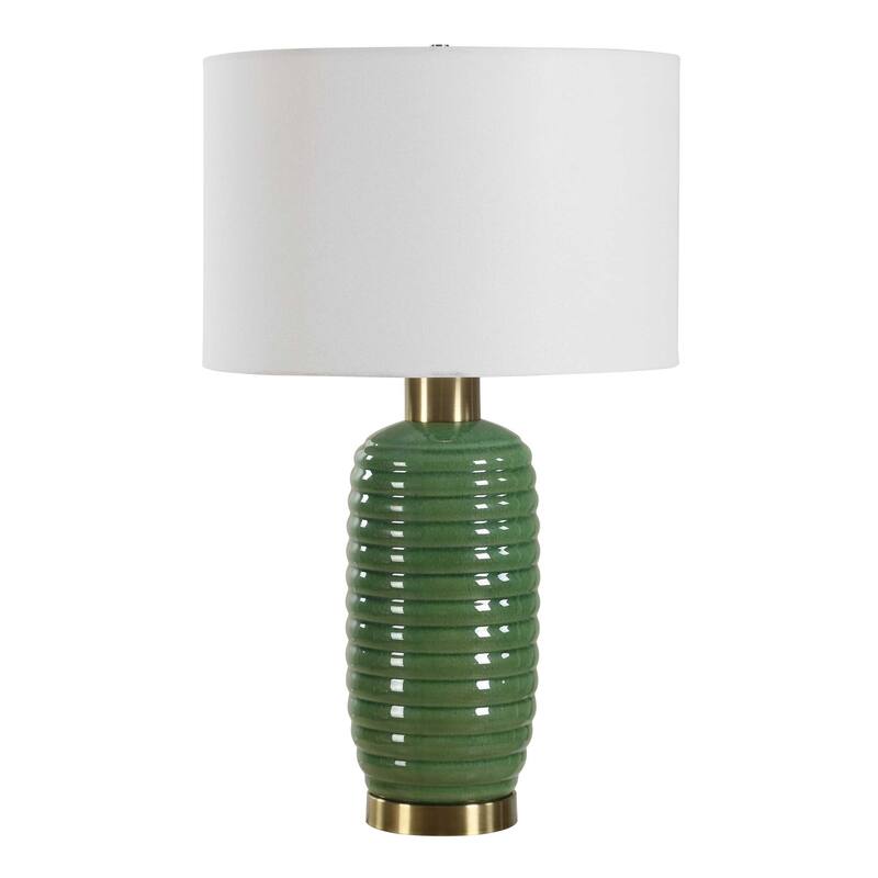Gracewood Hollow Ceramic Brass Green Table Lamp