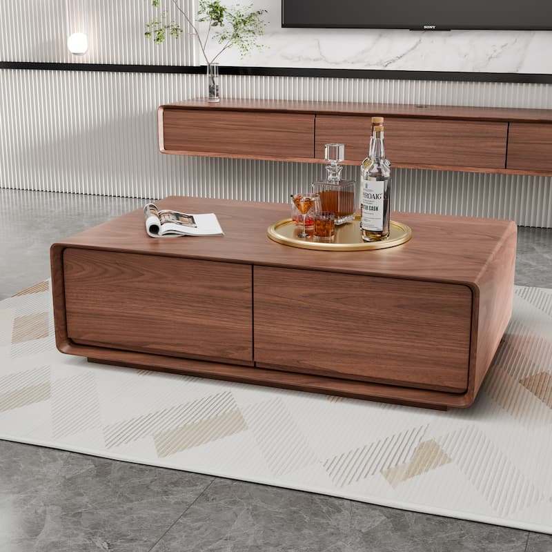 Modland 47" Handmade Modern Coffee Table with 4 Drawers & Rounded Corners - 47.24