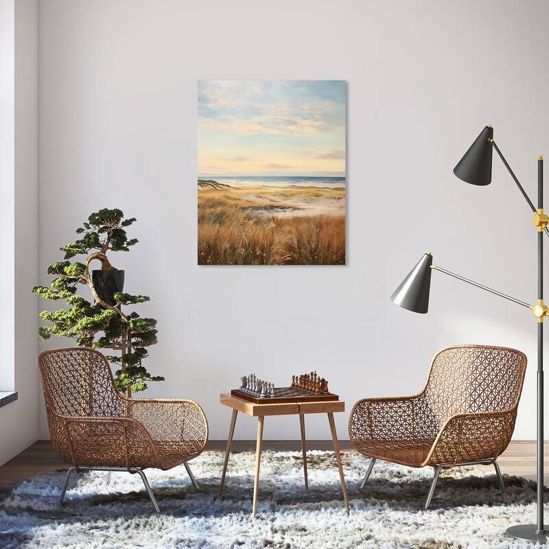 Wynwood Studio Canvas Nature and Landscape Theres the beach Brown and Ochre Nautical & Coastal Wall Art Canvas Print - 30 x 36
