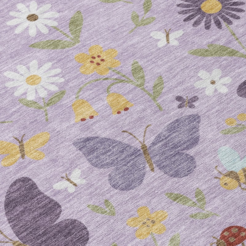 Machine Washable Indoor/ Outdoor Whimsy Butterfly Chantille Rug