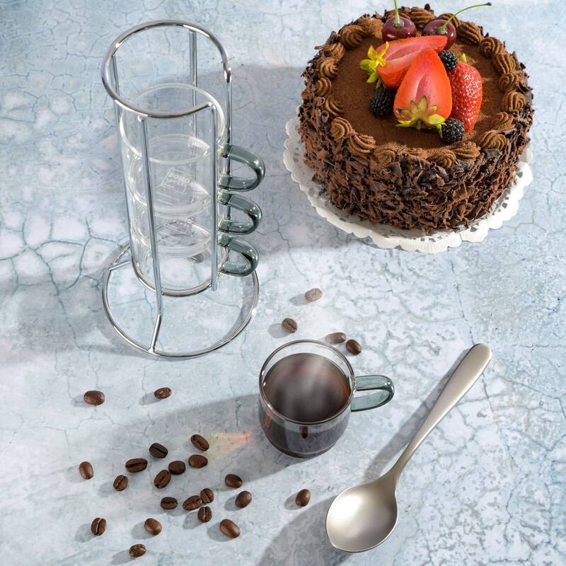 Gibson Soho Lounge 4-Piece Glass Espresso Set W/Rack