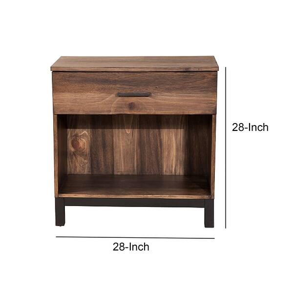 Two Tone Nightstand With 1 Drawer And 1 Open Compartment Brown Saltoro
