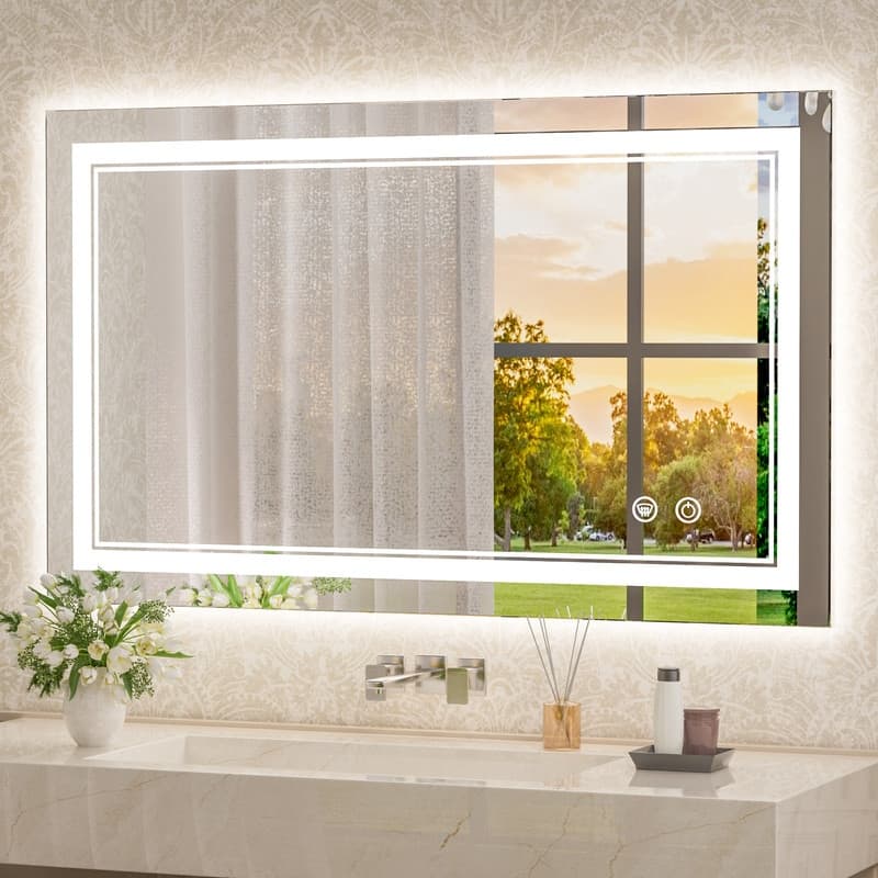 KEONJINN LED Lighted Bathroom Vanity Mirror 3 Colors Lights Wall Mirror - 40x24